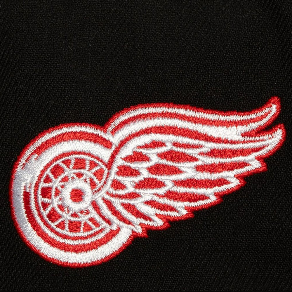 Detroit Red Wings Mitchell & Ness Retro Script Colorblock Snapback Hat - Black - NHL