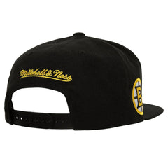 Boston Bruins Mitchell & Ness Retro Script Colorblock Snapback Hat - Black - NHL