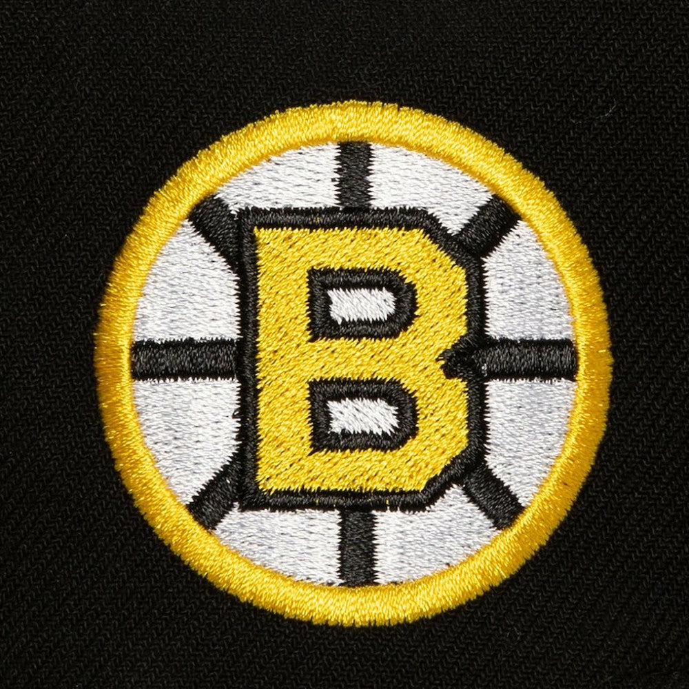 Boston Bruins Mitchell & Ness Retro Script Colorblock Snapback Hat - Black - NHL