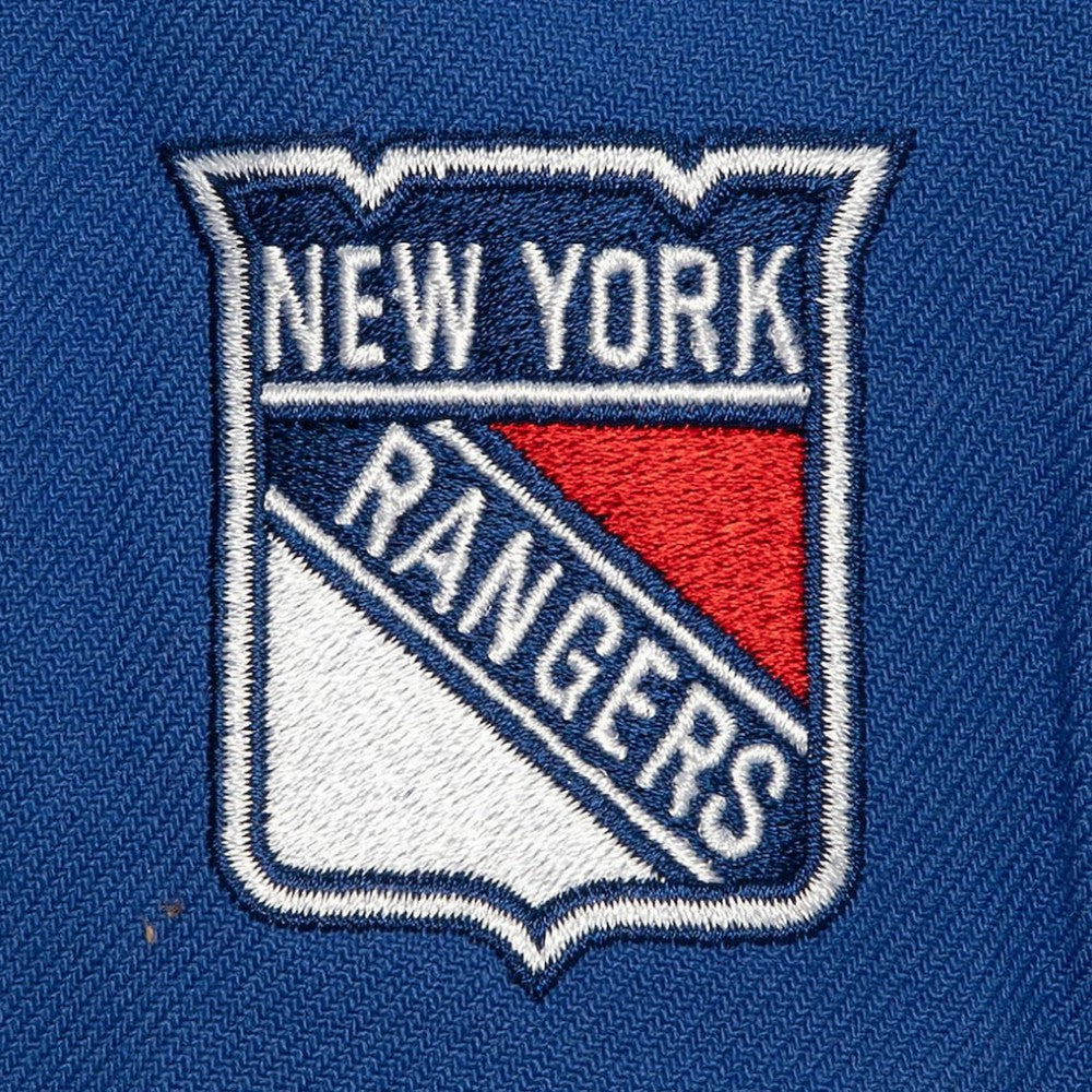 New York Rangers Mitchell & Ness Retro Script Colorblock Snapback Hat - Blue - NHL