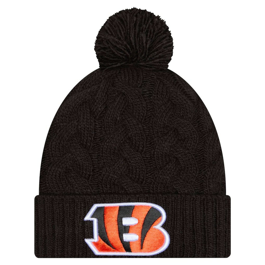 Cincinnati Bengals New Era Women's Cable Cuffed Knit Hat with Pom Black | NFL