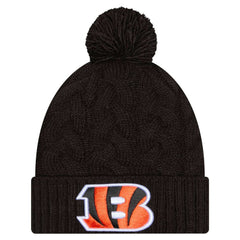 Cincinnati Bengals New Era Women's Cable Cuffed Knit Hat with Pom Black | NFL