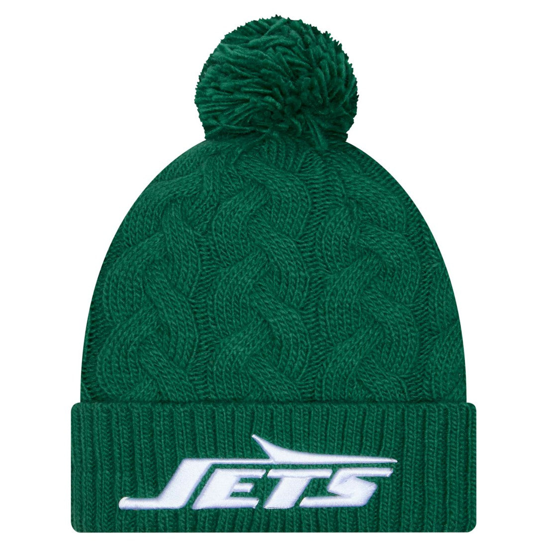 New York Jets New Era Women's Cable Cuffed Knit Hat with Pom Green | NFL