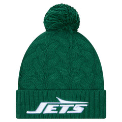 New York Jets New Era Women's Cable Cuffed Knit Hat with Pom Green | NFL