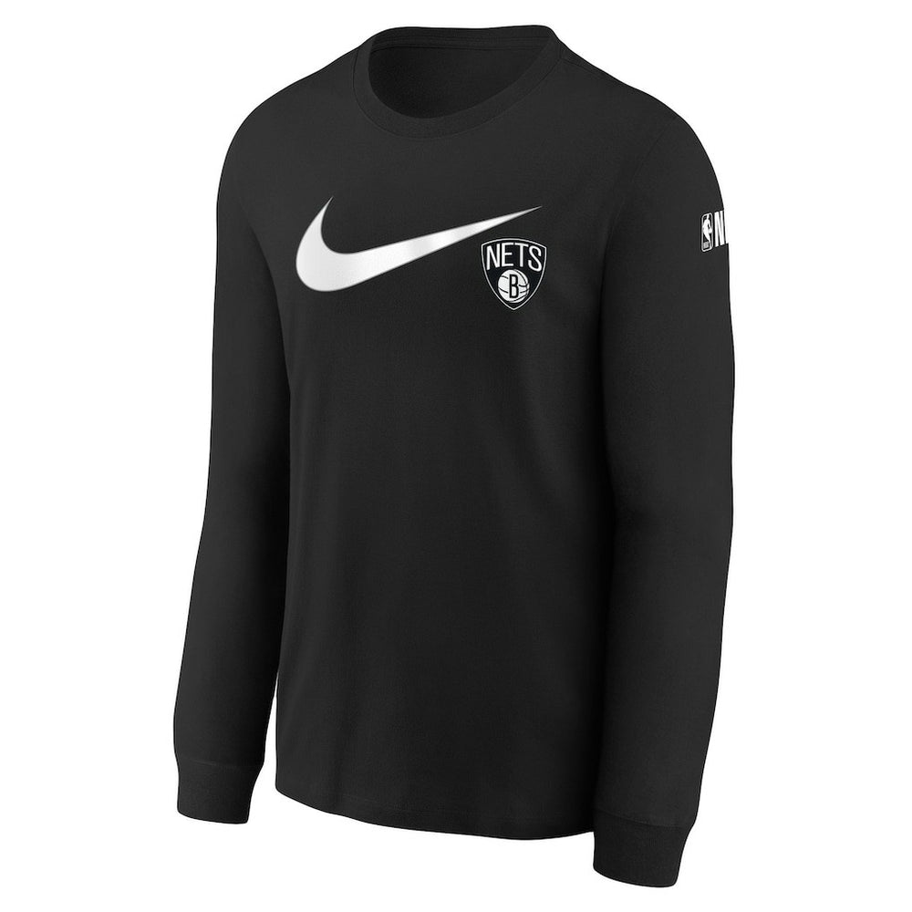 Brooklyn Nets Youth Swoosh Long Sleeve T-Shirt Black - NBA