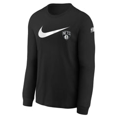 Brooklyn Nets Youth Swoosh Long Sleeve T-Shirt Black - NBA