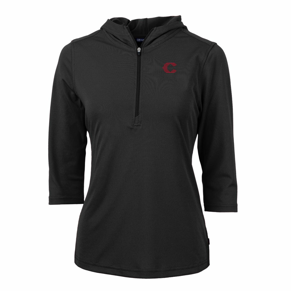 Cincinnati Reds Cutter & Buck Women's City Connect Virtue Eco Pique Half-Zip 3/4 Sleeve Pullover Hoodie - MLB