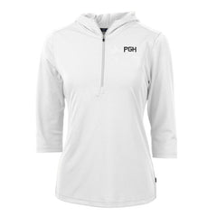 Pittsburgh Pirates Cutter & Buck Women's City Connect Virtue Eco Pique Half-Zip 3/4 Sleeve Pullover Hoodie - MLB