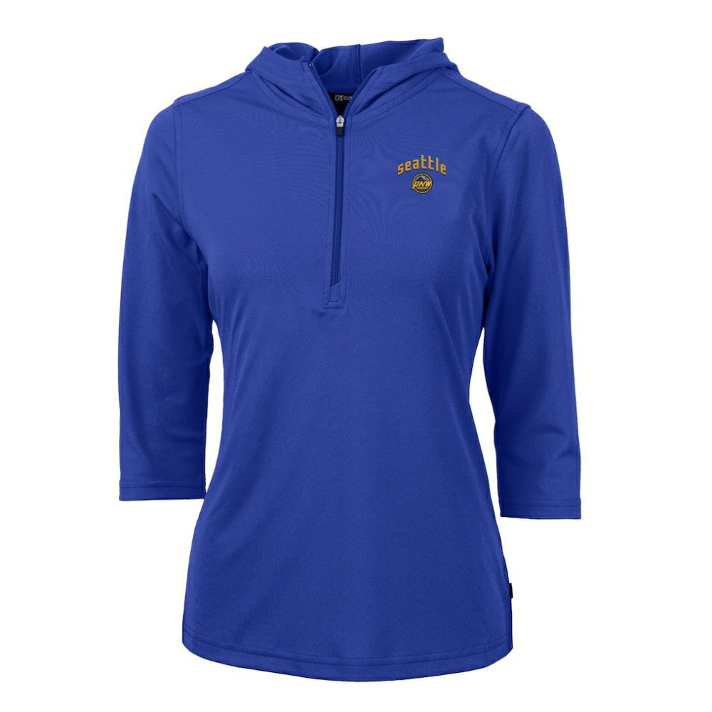 Seattle Mariners Cutter & Buck Women's City Connect Virtue Eco Pique Half-Zip 3/4 Sleeve Pullover Hoodie - MLB