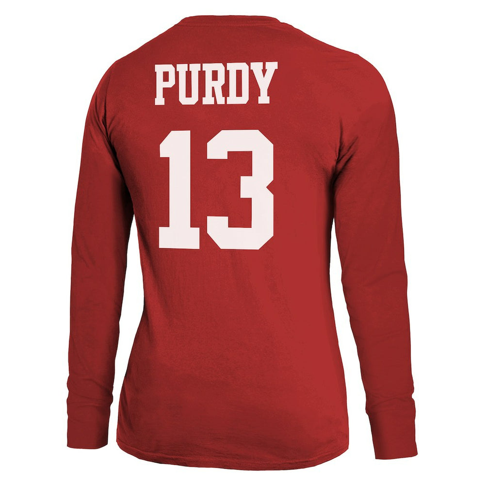 Brock Purdy San Francisco 49ers Majestic Threads Women's Player Name & Number Long Sleeve T-Shirt Scarlet | NFL