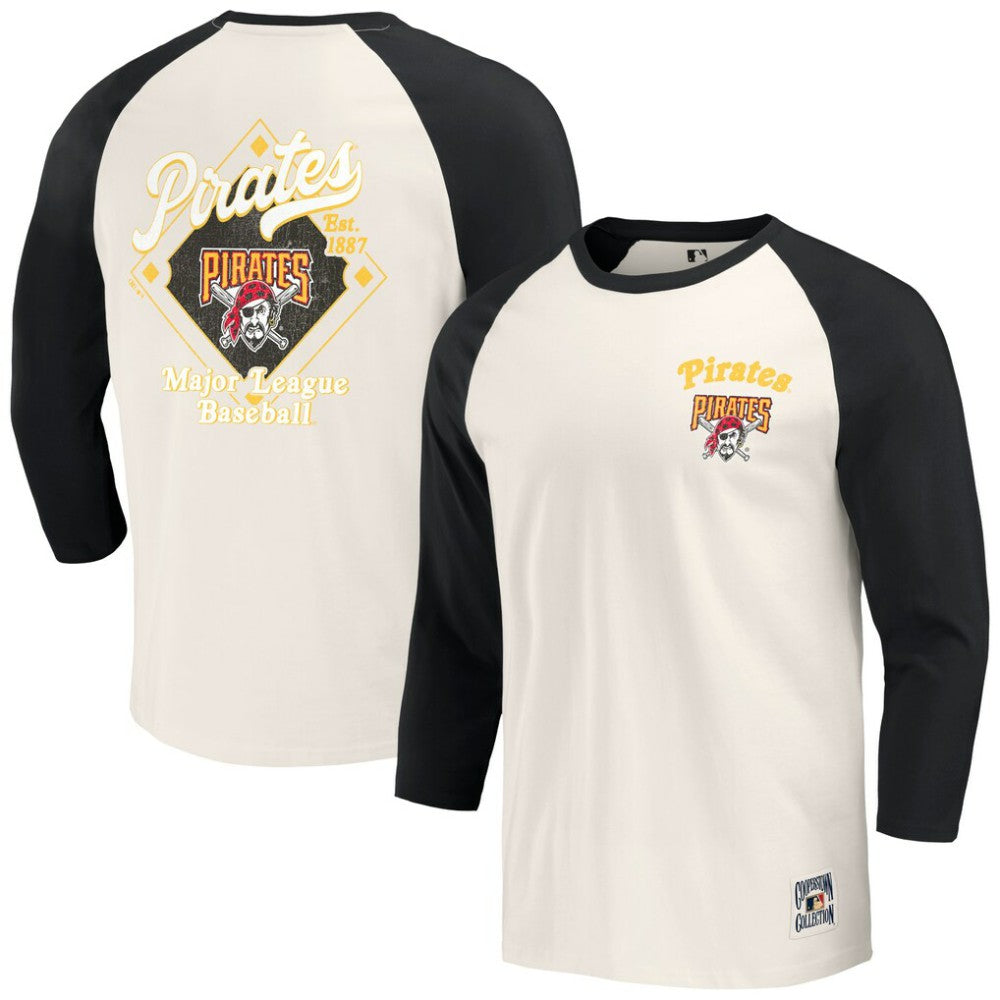 Pittsburgh Pirates Darius Rucker Collection by Fanatics Cooperstown Collection Raglan 3/4-Sleeve T-Shirt - MLB