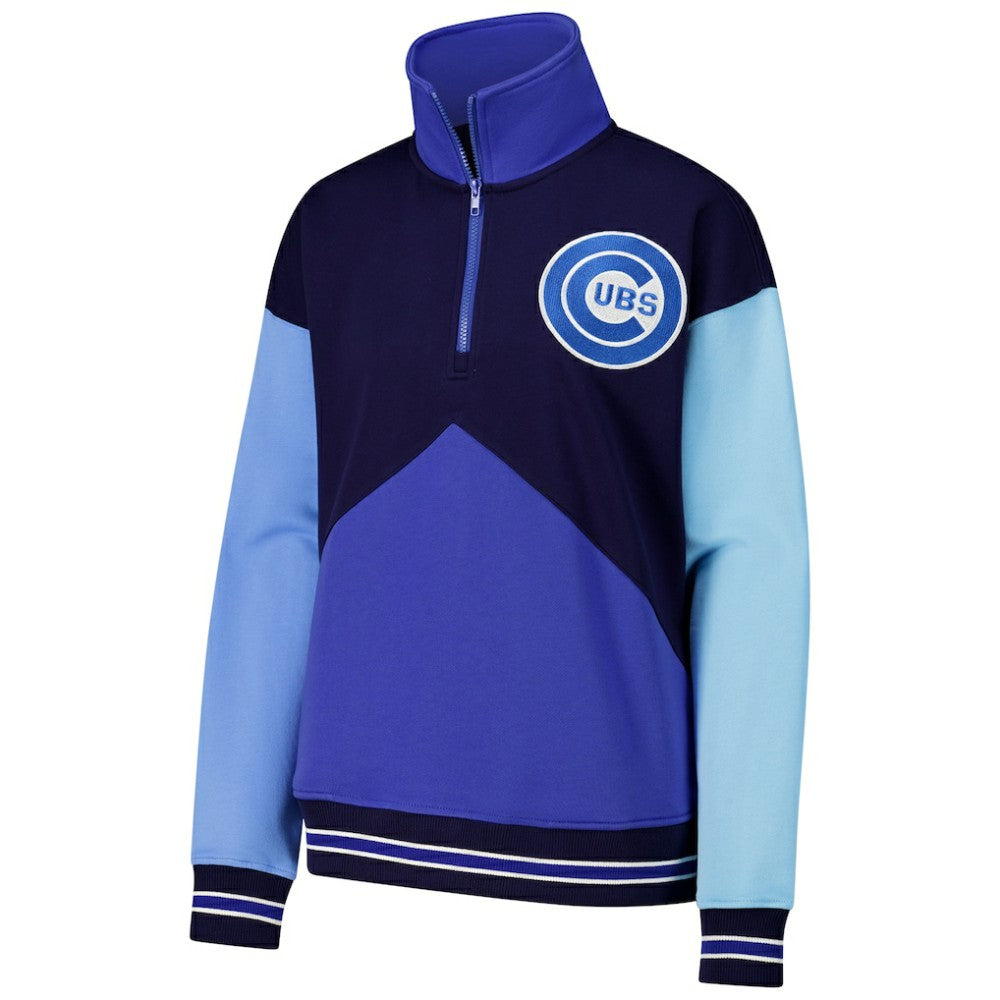 Chicago Cubs Terez Women's Classic Colorblock Quarter-Zip Sweatshirt - MLB