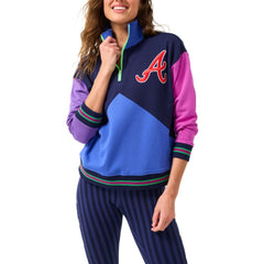 Atlanta Braves Terez Women's Classic Colorblock Quarter-Zip Sweatshirt - MLB