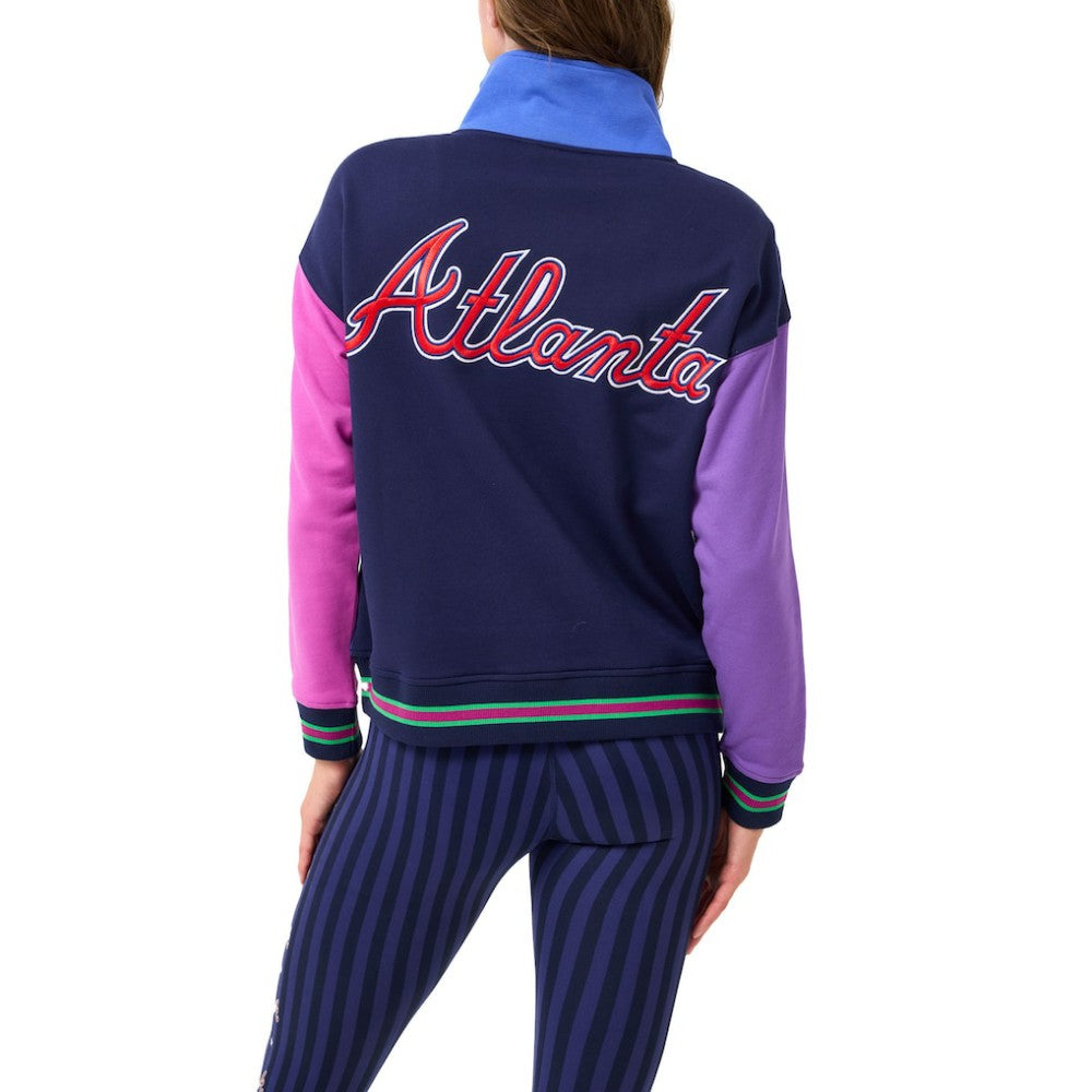Atlanta Braves Terez Women's Classic Colorblock Quarter-Zip Sweatshirt - MLB