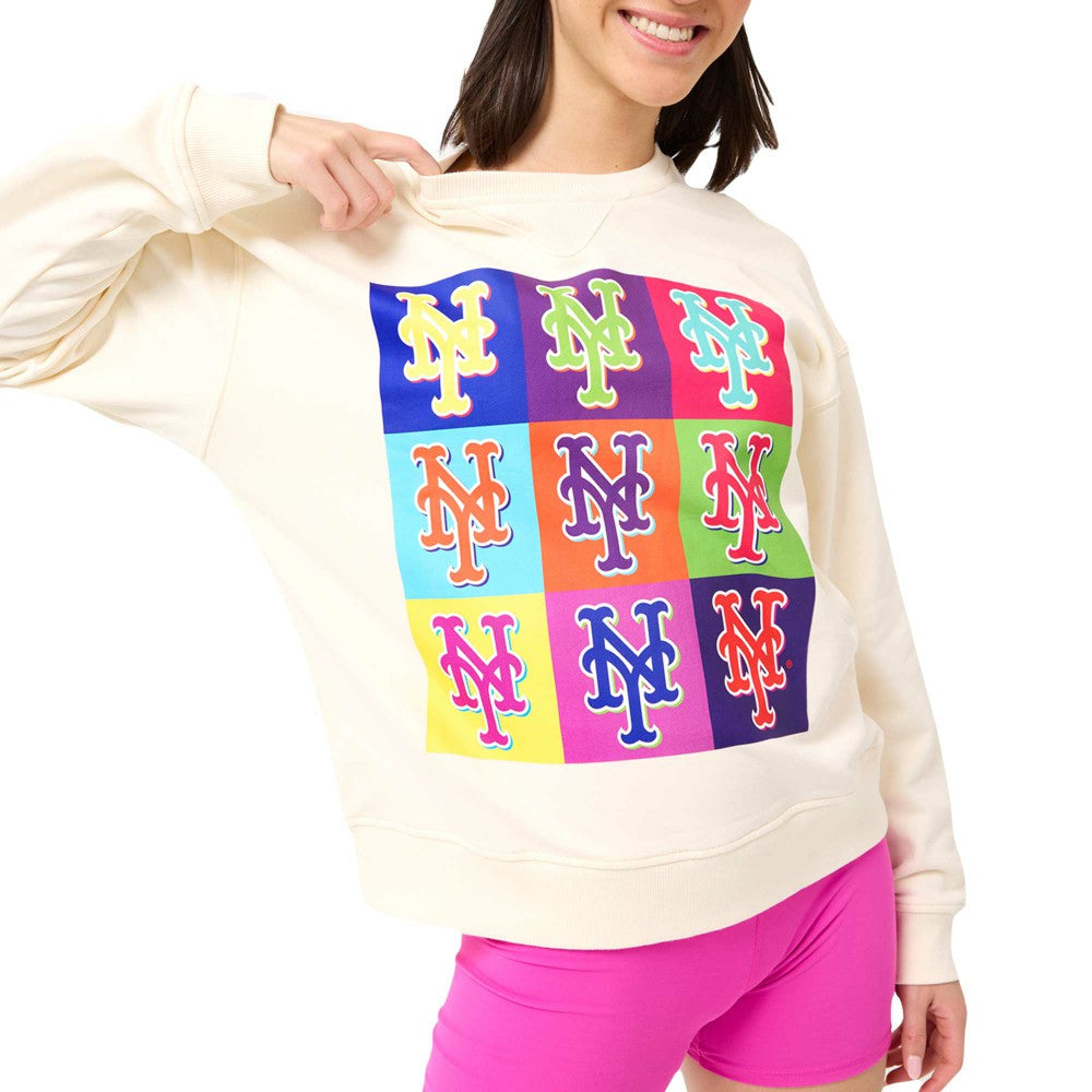 New York Mets Terez Women's Classic Oversized Pullover Sweatshirt - MLB