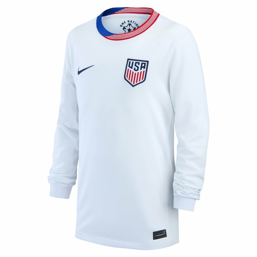 USMNT Youth 2024 Home Replica Long Sleeve Jersey White | Nike