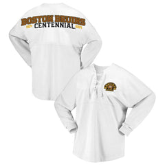 Boston Bruins Fanatics Women's 100th Anniversary Spirit Jersey T-Shirt - White - NHL