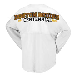Boston Bruins Fanatics Women's 100th Anniversary Spirit Jersey T-Shirt - White - NHL