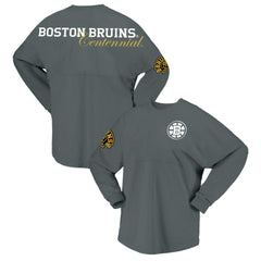 Boston Bruins Fanatics Women's 100th Anniversary Spirit Jersey T-Shirt - Gray - NHL