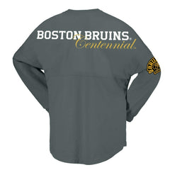 Boston Bruins Fanatics Women's 100th Anniversary Spirit Jersey T-Shirt - Gray - NHL