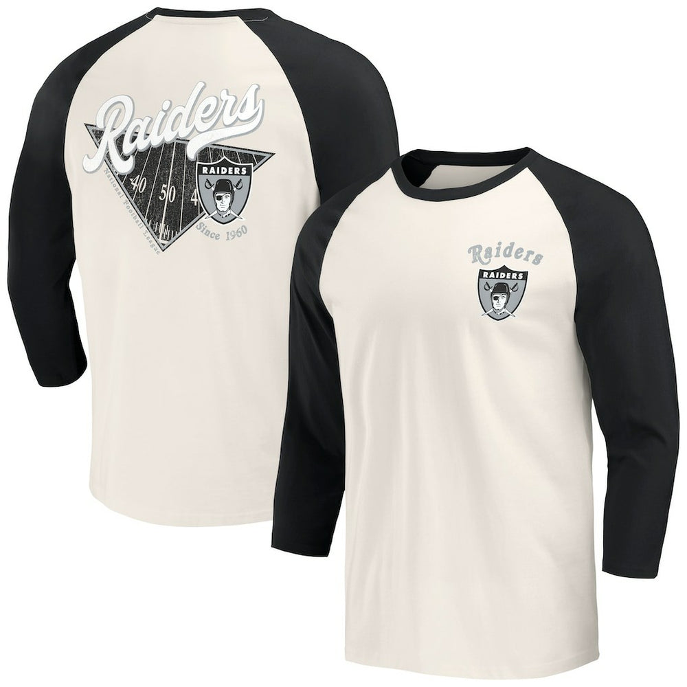 Las Vegas Raiders Darius Rucker Collection Raglan 3/4 Sleeve T-Shirt Black/White | Fanatics