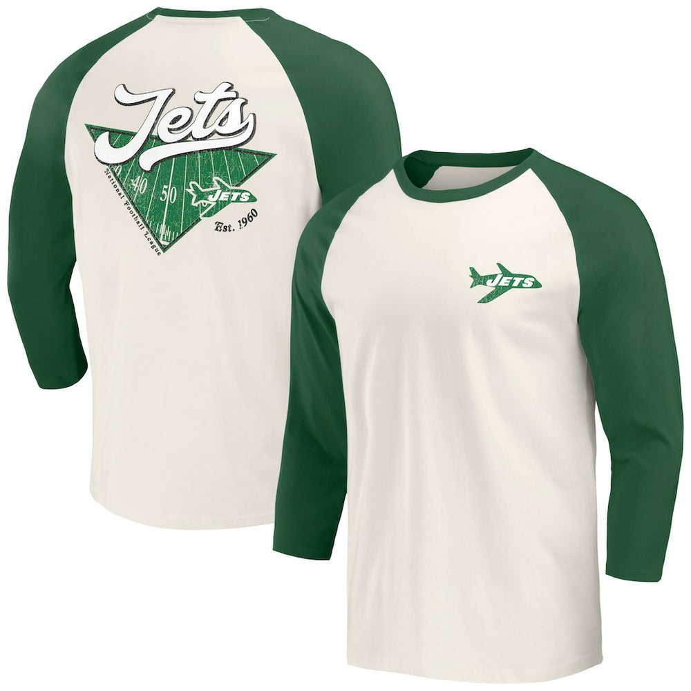 New York Jets Darius Rucker Collection Raglan 3/4 Sleeve T-Shirt Kelly Green/White | Fanatics