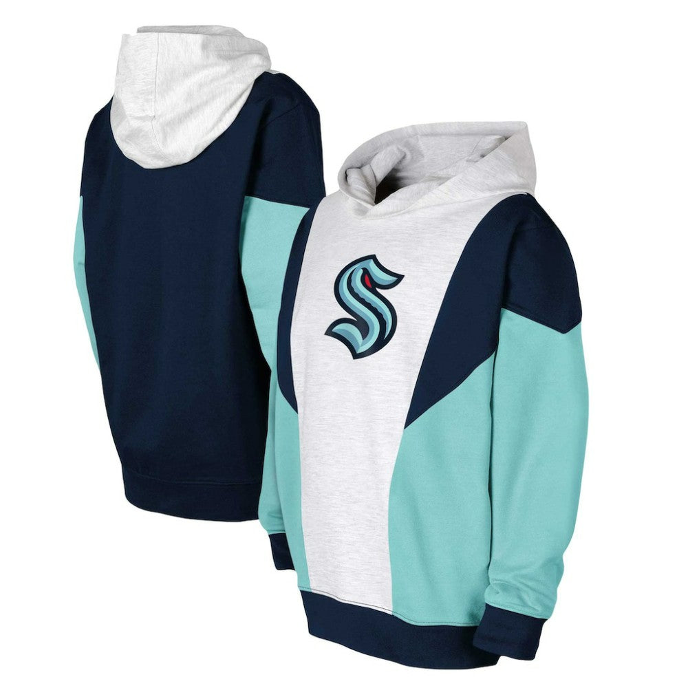 Seattle Kraken Youth Champion League Fleece Pullover Hoodie - Ash/Deep Sea Blue - NHL