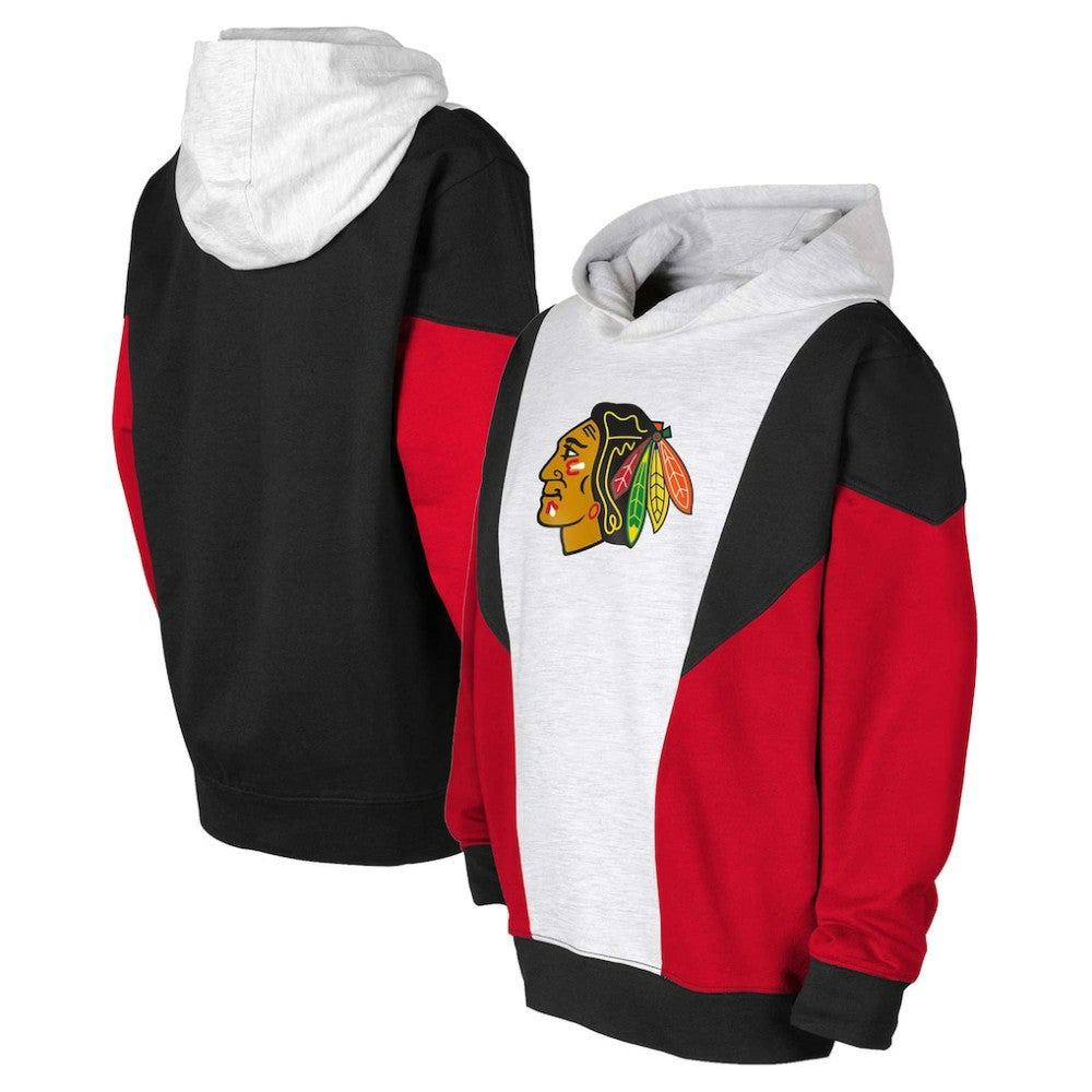 Chicago Blackhawks Youth Champion League Fleece Pullover Hoodie - Ash/Black - NHL