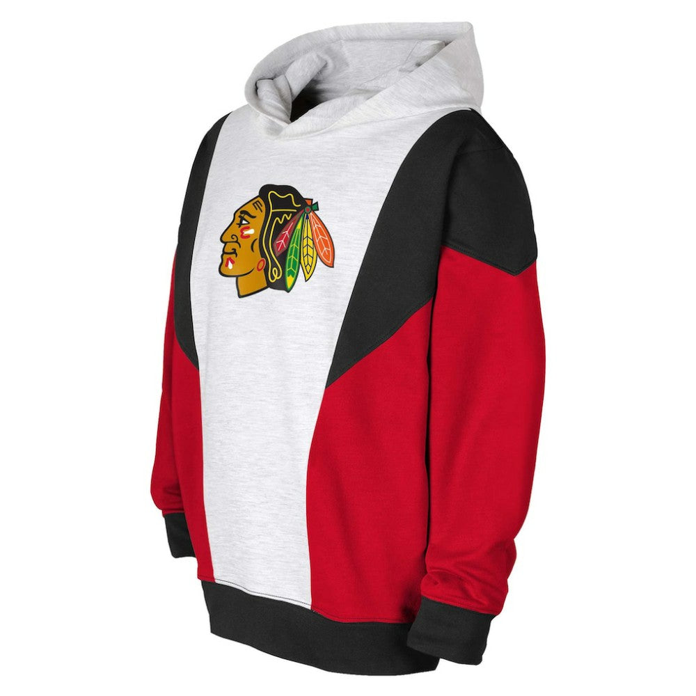 Chicago Blackhawks Youth Champion League Fleece Pullover Hoodie - Ash/Black - NHL