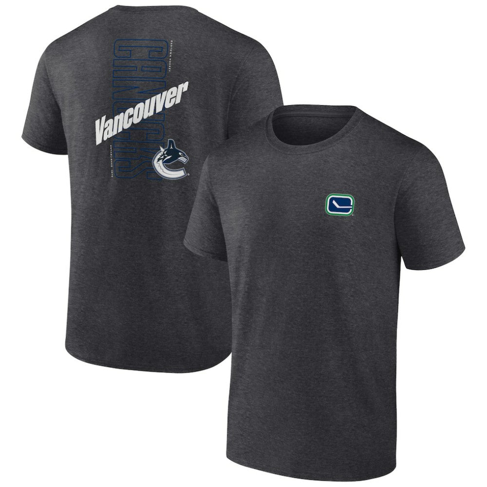 Vancouver Canucks Fanatics Backbone T-Shirt - Heather Charcoal - NHL
