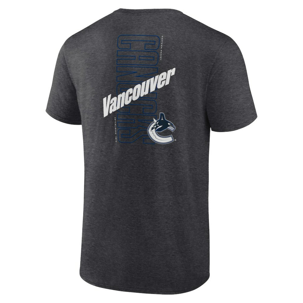 Vancouver Canucks Fanatics Backbone T-Shirt - Heather Charcoal - NHL