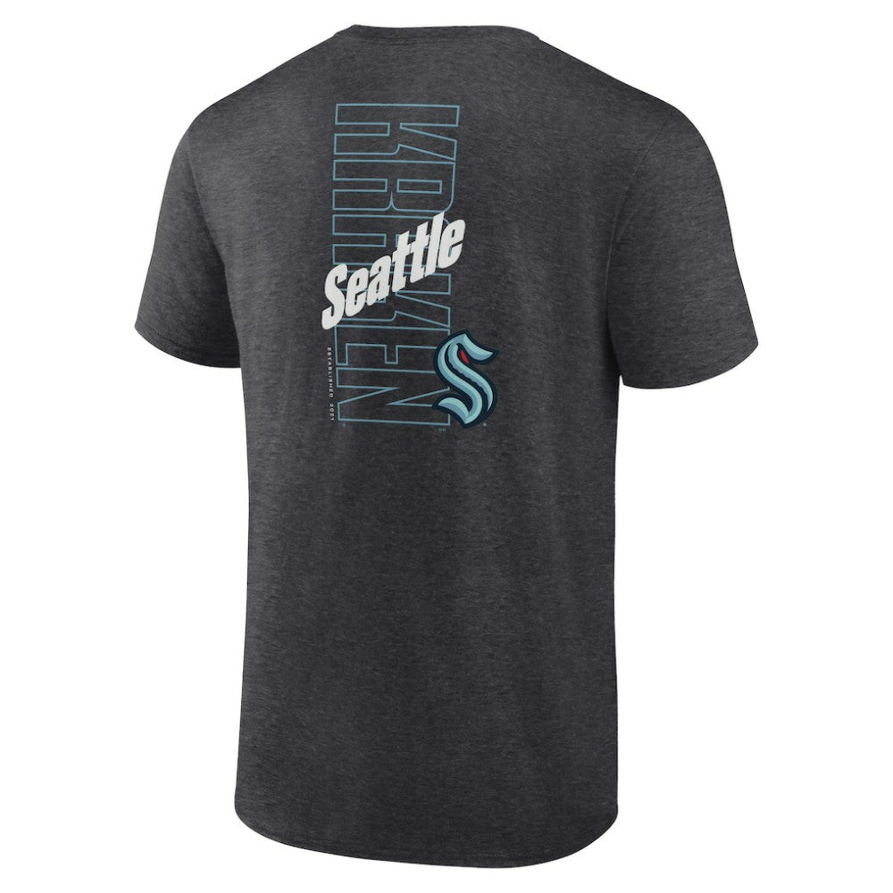 Seattle Kraken Fanatics Backbone T-Shirt - Heather Charcoal - NHL