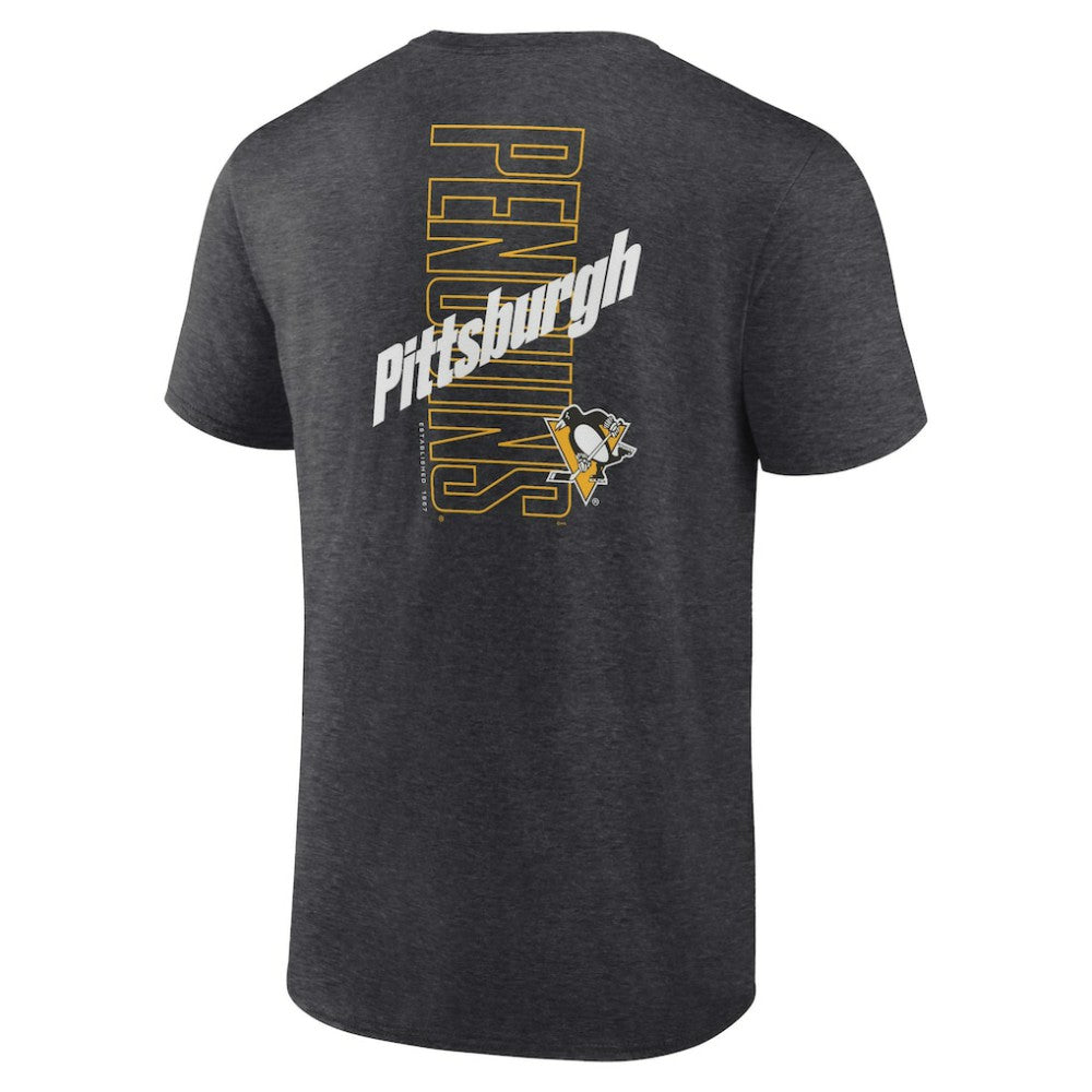 Pittsburgh Penguins Fanatics Backbone T-Shirt - Heather Charcoal - NHL