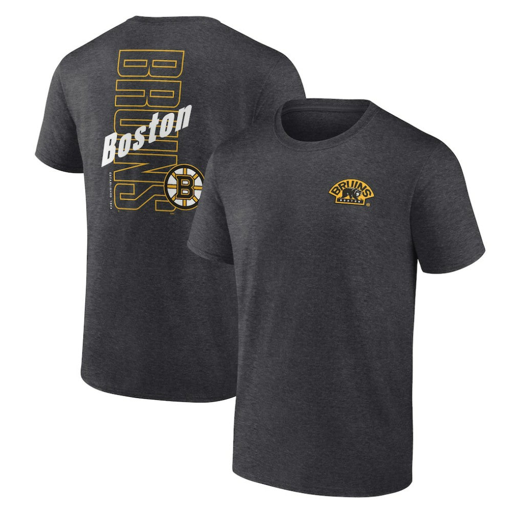 Boston Bruins Fanatics Backbone T-Shirt - Heather Charcoal - NHL