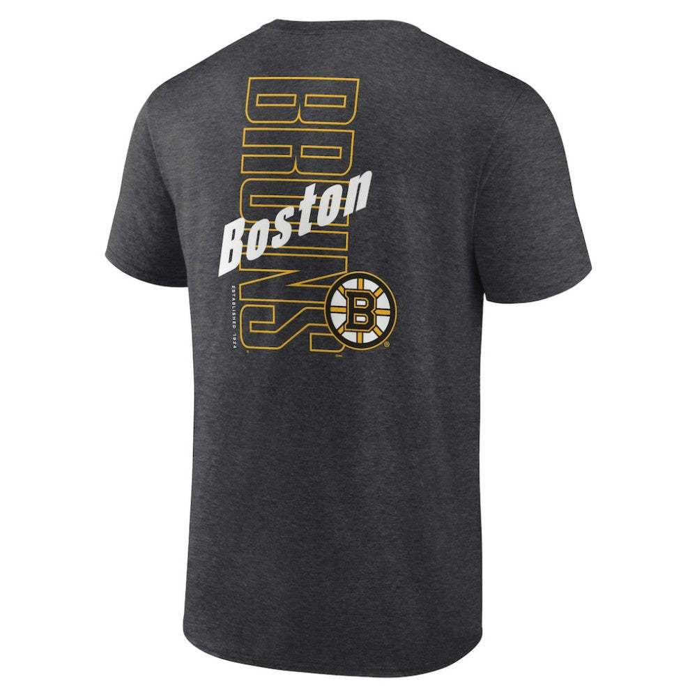 Boston Bruins Fanatics Backbone T-Shirt - Heather Charcoal - NHL