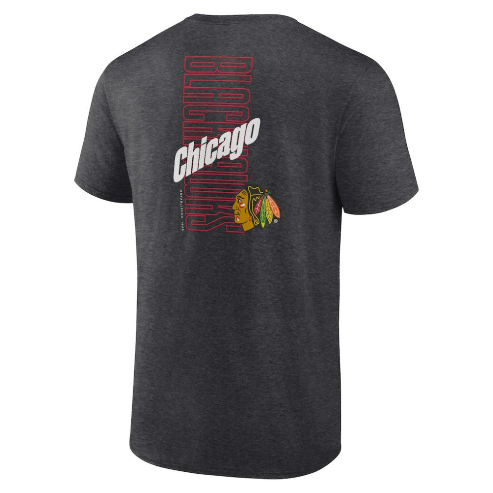 Chicago Blackhawks Fanatics Backbone T-Shirt - Heather Charcoal - NHL