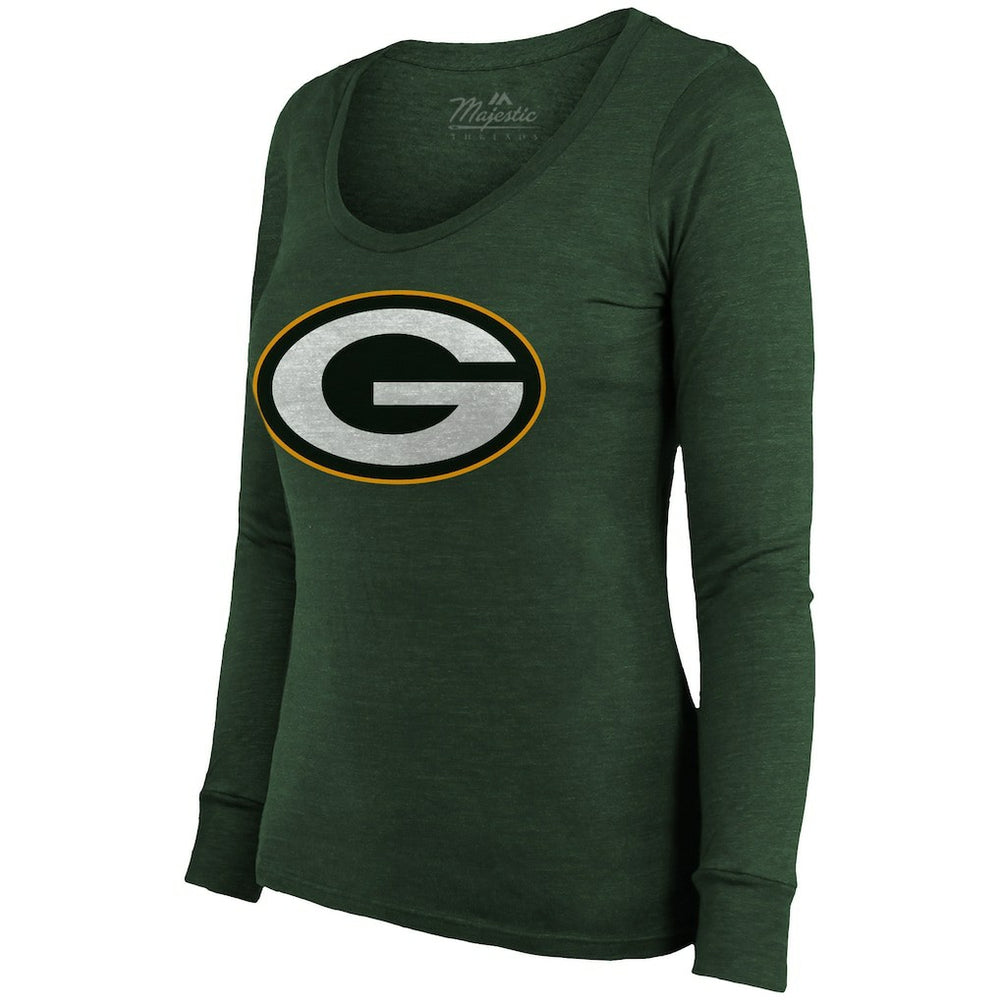 Jordan Love Green Bay Packers Majestic Threads Women's Name & Number Long Sleeve Scoop Neck Tri-Blend T-Shirt – Green | NFL