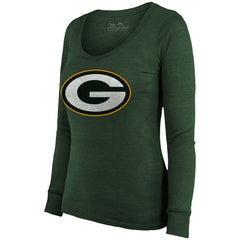 Jordan Love Green Bay Packers Majestic Threads Women's Name & Number Long Sleeve Scoop Neck Tri-Blend T-Shirt – Green | NFL