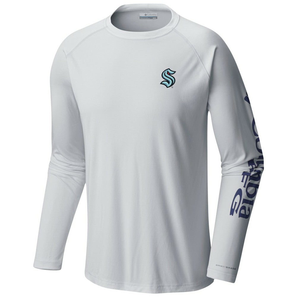 Seattle Kraken Columbia Terminal Tackle Omni-Shade Raglan Long Sleeve T-Shirt - White - NHL