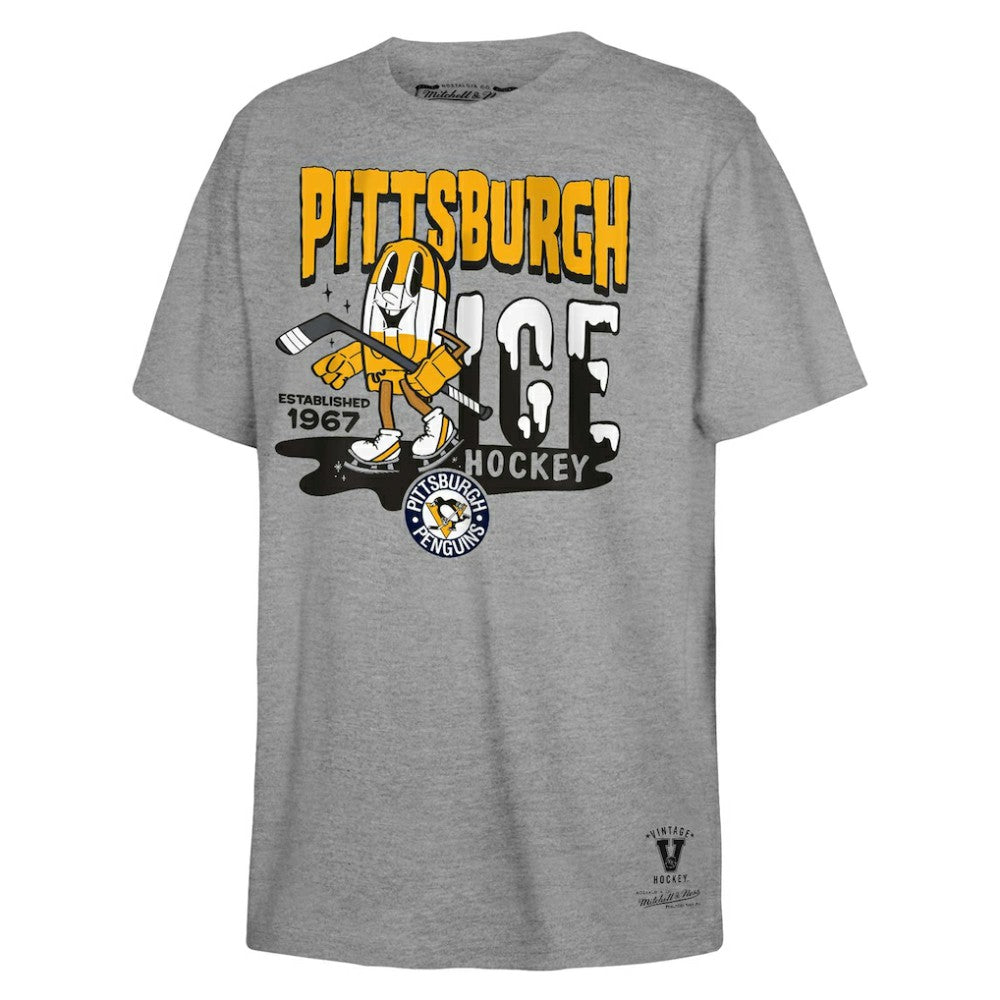Pittsburgh Penguins Mitchell & Ness Youth Ice Hockey T-Shirt - Gray - NHL