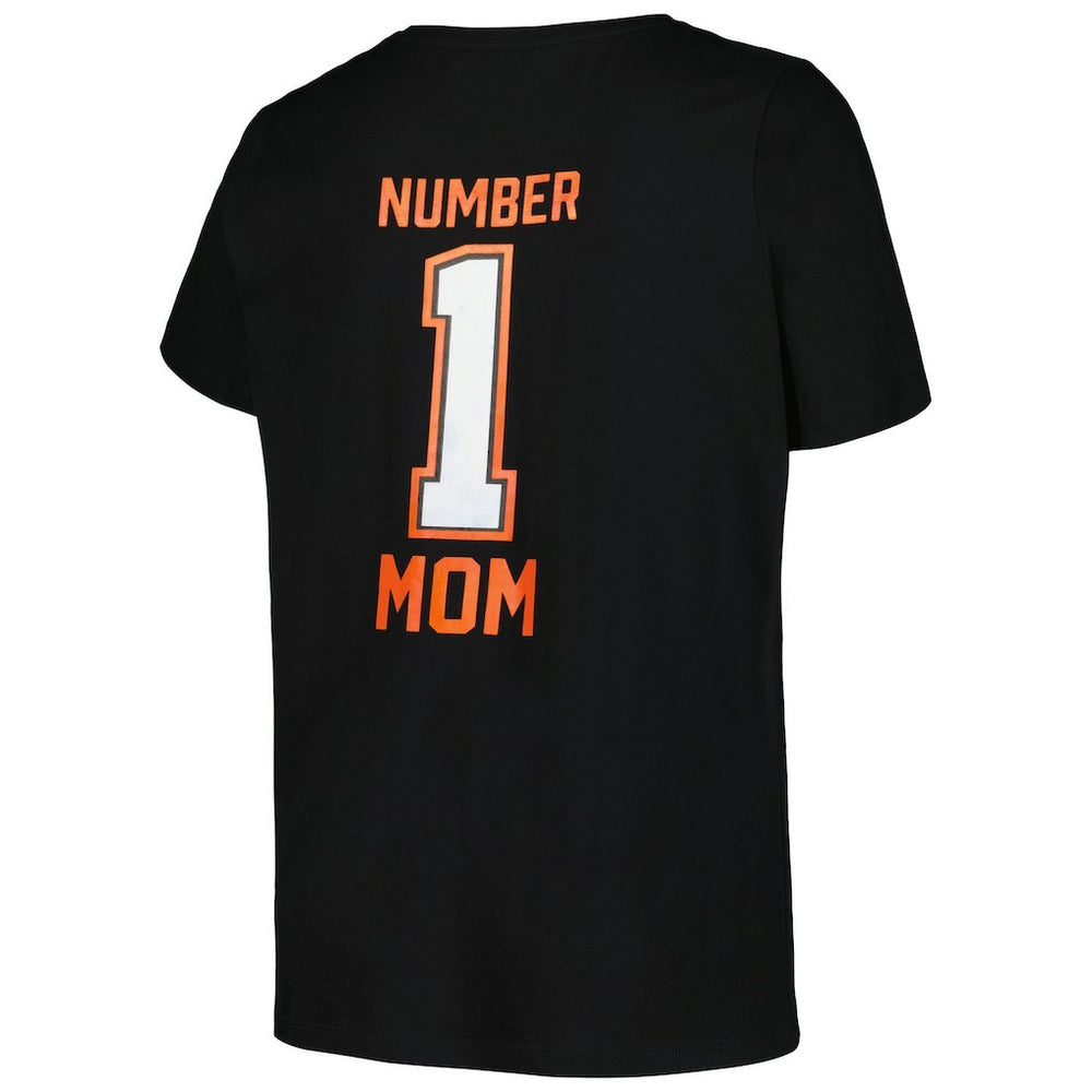Cincinnati Bengals Women's Plus Size Mother's Day #1 Mom V-Neck T-Shirt Black | Fanatics