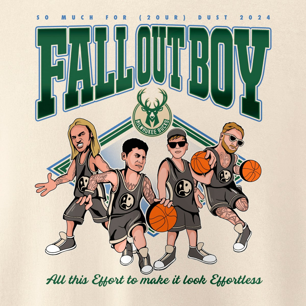 Fall Out Boy x Milwaukee Bucks Unisex So Much For (2our) Dust Pullover Sweatshirt Cream - NBA