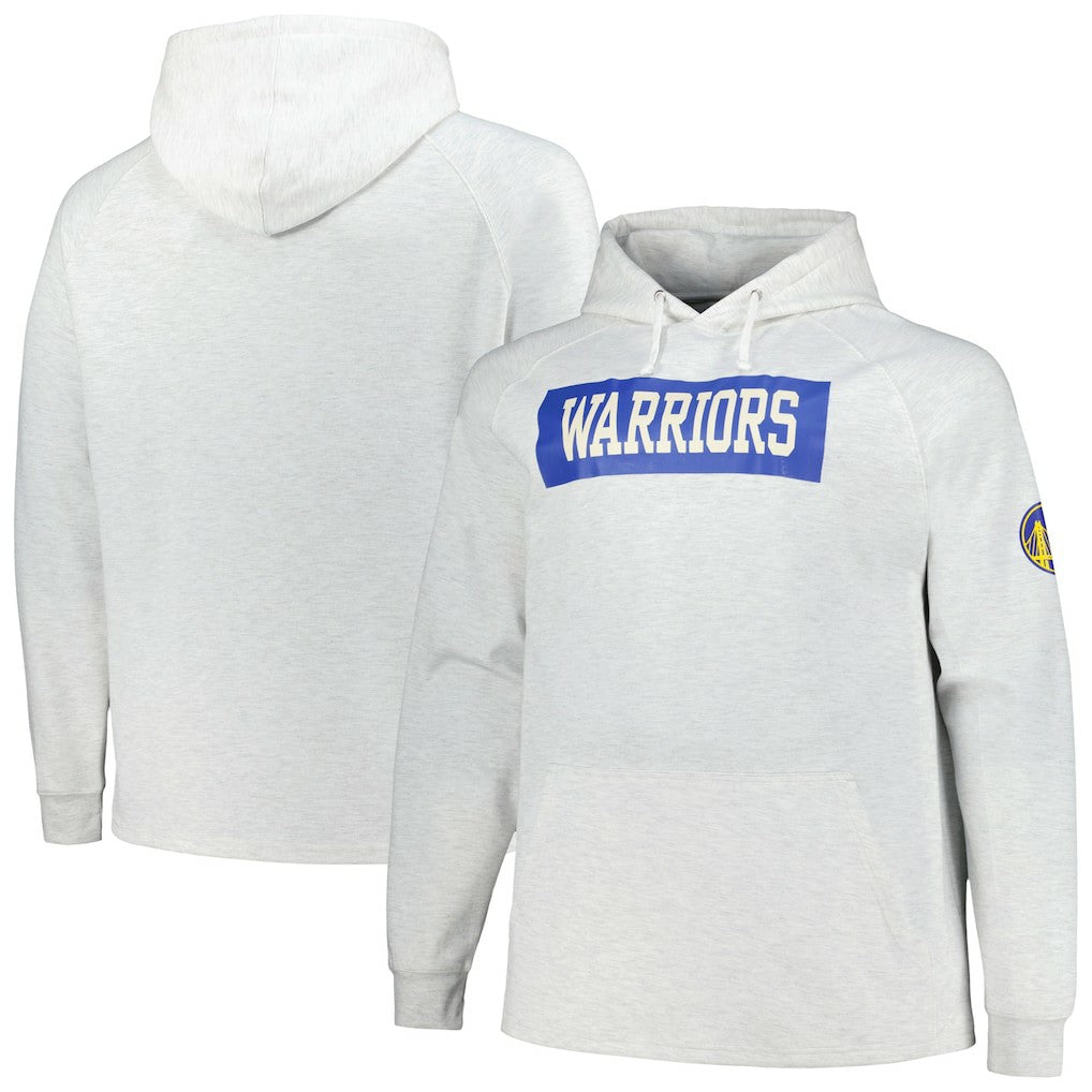 Golden State Warriors Big & Tall Raglan Tri-Blend Pullover Hoodie Ash - NBA