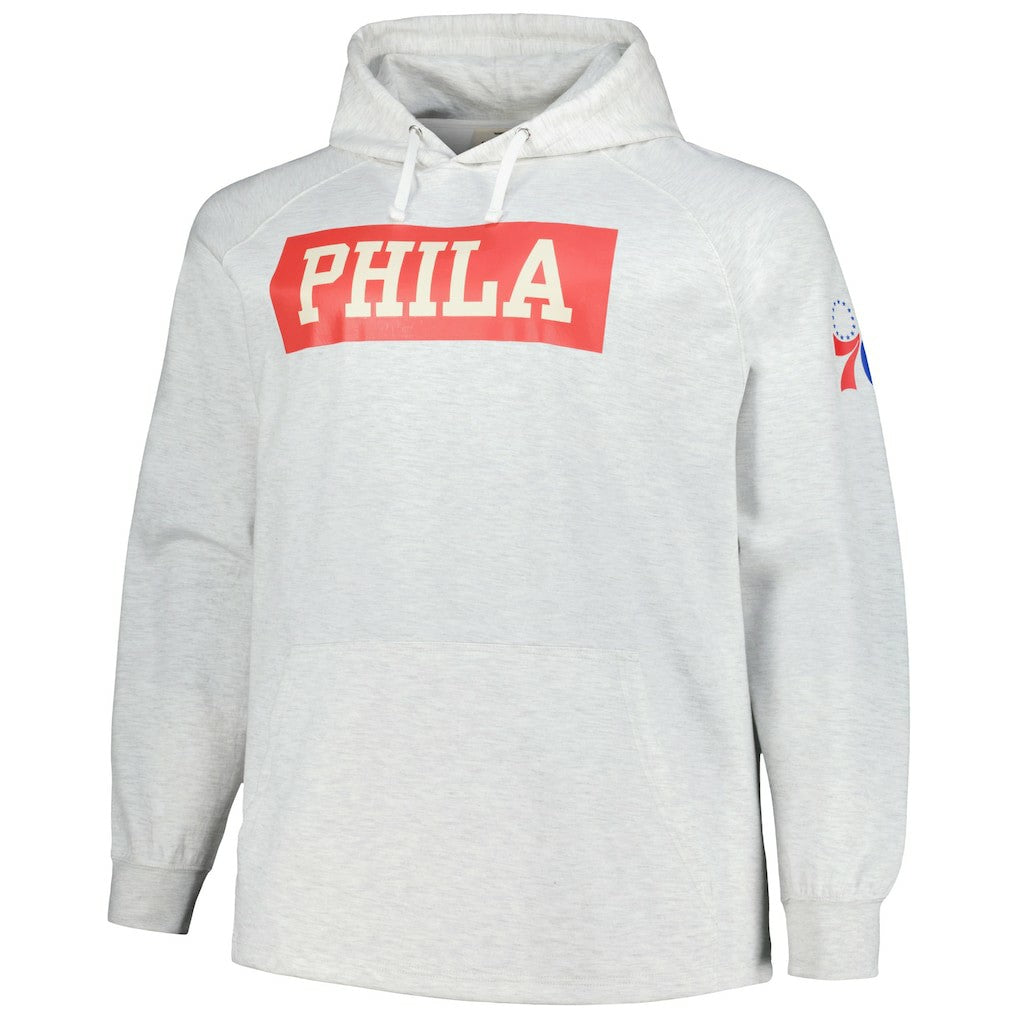 Philadelphia 76ers Big & Tall Raglan Tri-Blend Pullover Hoodie Ash - NBA