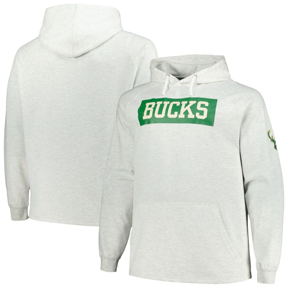 Milwaukee Bucks Big & Tall Raglan Tri-Blend Pullover Hoodie Ash - NBA