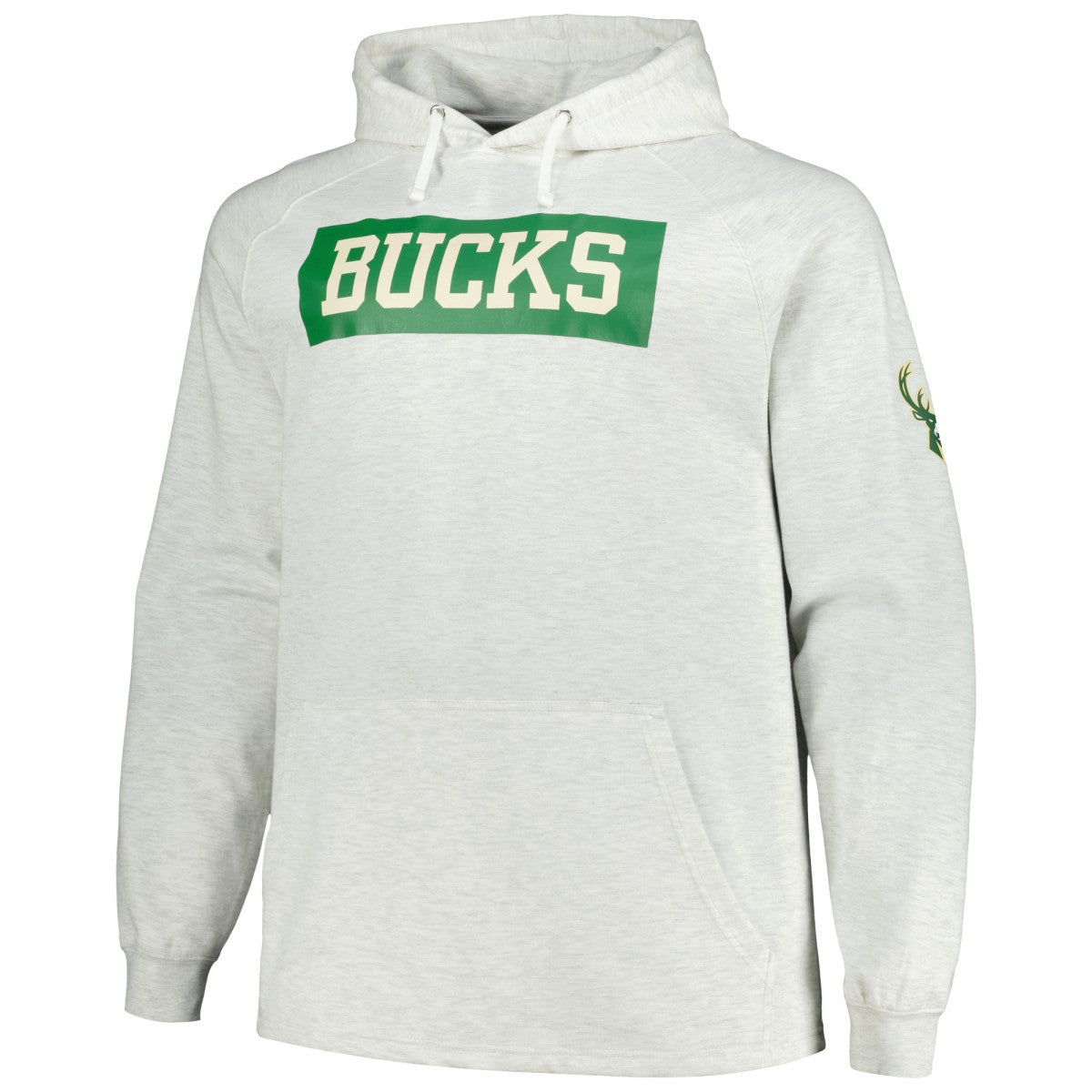Milwaukee Bucks Big & Tall Raglan Tri-Blend Pullover Hoodie Ash - NBA
