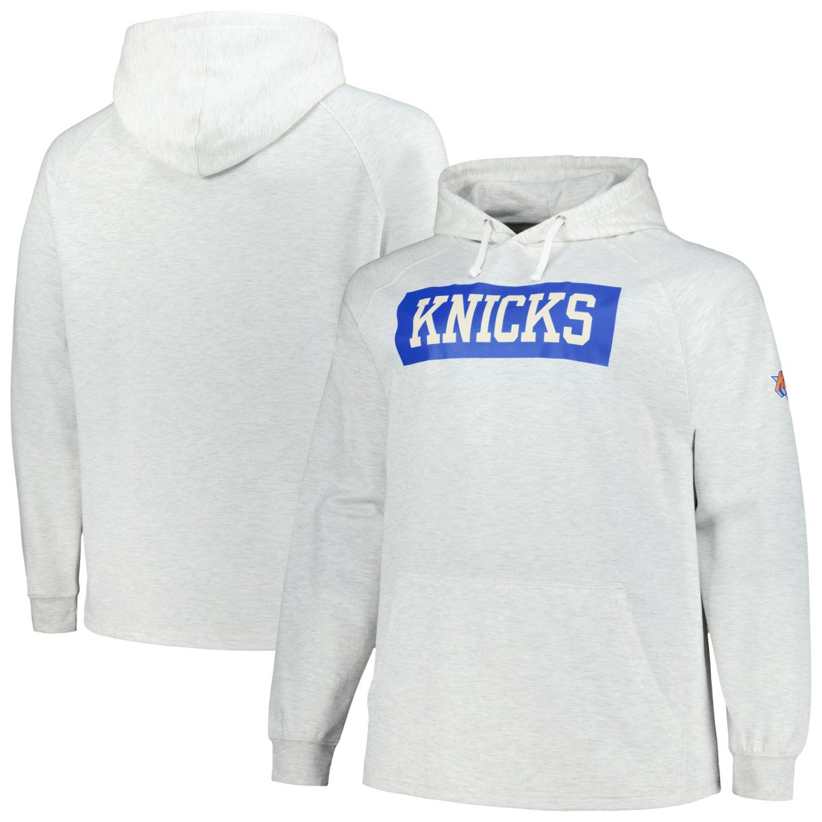 New York Knicks Big & Tall Raglan Tri-Blend Pullover Hoodie Ash - NBA