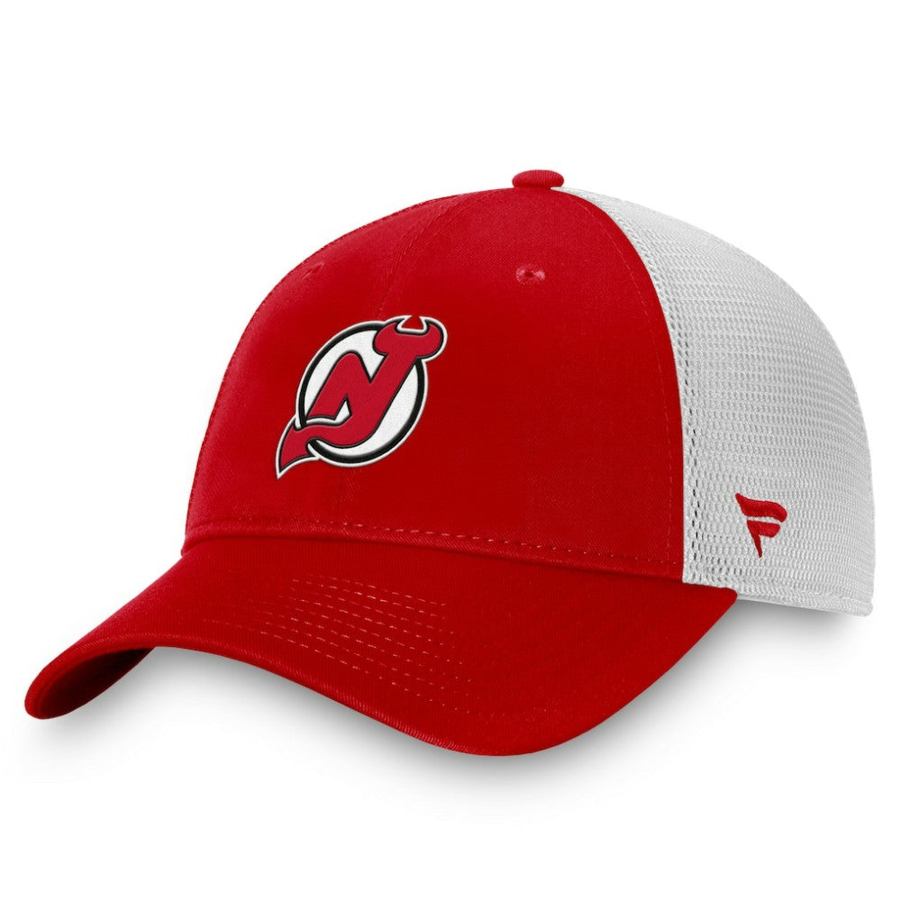 New Jersey Devils Fanatics Core Primary Logo Trucker Adjustable Hat - Red/White - NHL