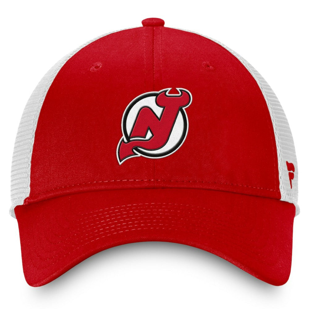 New Jersey Devils Fanatics Core Primary Logo Trucker Adjustable Hat - Red/White - NHL