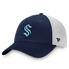 Seattle Kraken Fanatics Core Primary Logo Trucker Adjustable Hat - Deep Sea Blue/White - NHL